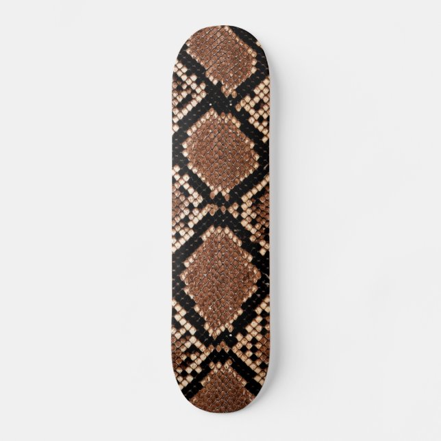 Rattlesnake Snake Skin Leather Faux Skateboard Deck (Front)