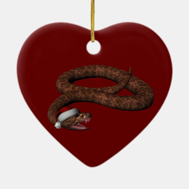 Rattlesnake With Santa Hat Ceramic Ornament (Back)