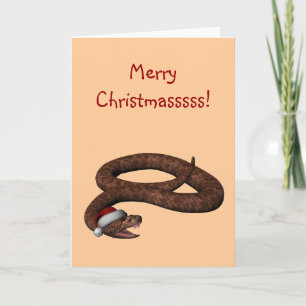 Rattlesnake With Santa Hat Holiday Card