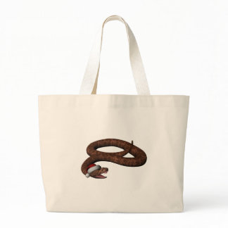 Rattlesnake With Santa Hat Large Tote Bag