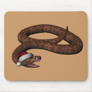 Rattlesnake With Santa Hat Mouse Pad