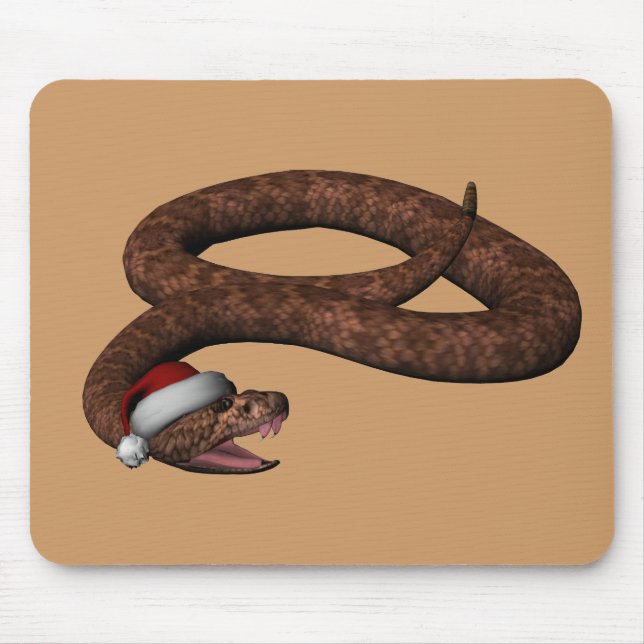 Rattlesnake With Santa Hat Mouse Pad (Front)