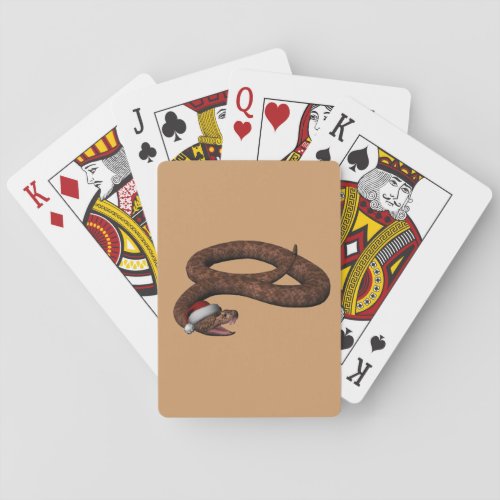 Rattlesnake With Santa Hat Poker Cards