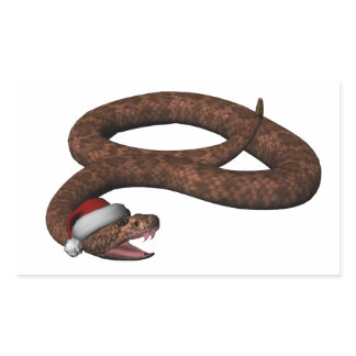 Rattlesnake With Santa Hat Rectangular Sticker