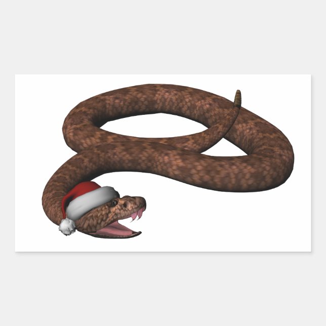 Rattlesnake With Santa Hat Rectangular Sticker (Front)
