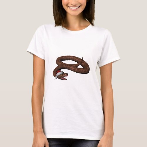 Rattlesnake With Santa Hat T_Shirt