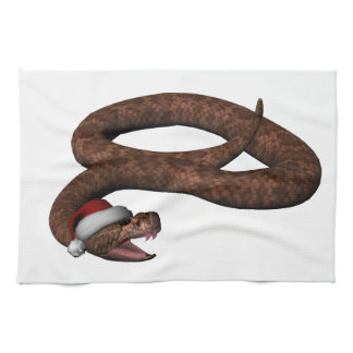 Rattlesnake With Santa Hat Towel