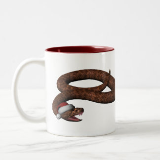 Rattlesnake With Santa Hat Two-Tone Coffee Mug