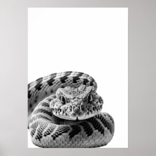 Rattlesnake Woodland Modern Portrait black white Poster