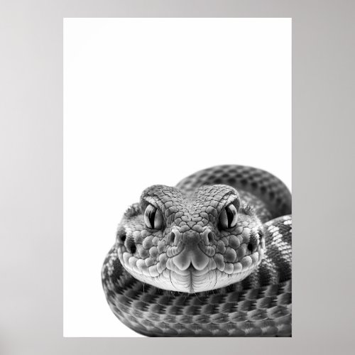 Rattlesnake Woodland Modern Portrait black white Poster
