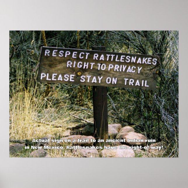 Rattlesnakes Have Right-of-Way humorous Poster (Front)
