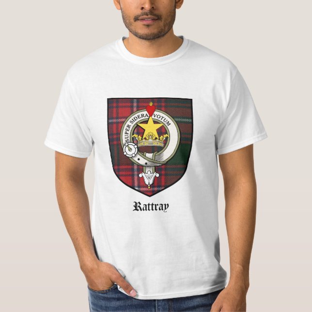 Rattray Clan Crest Badge Tartan T-Shirt (Front)