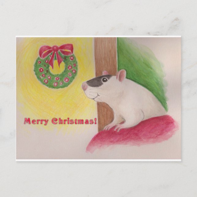 Ratty Christmas Holiday Postcard (Front)