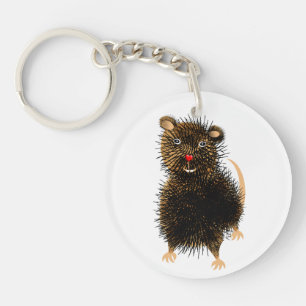 Ratty The Cute Funny Whimsical Pet Rat Keychain