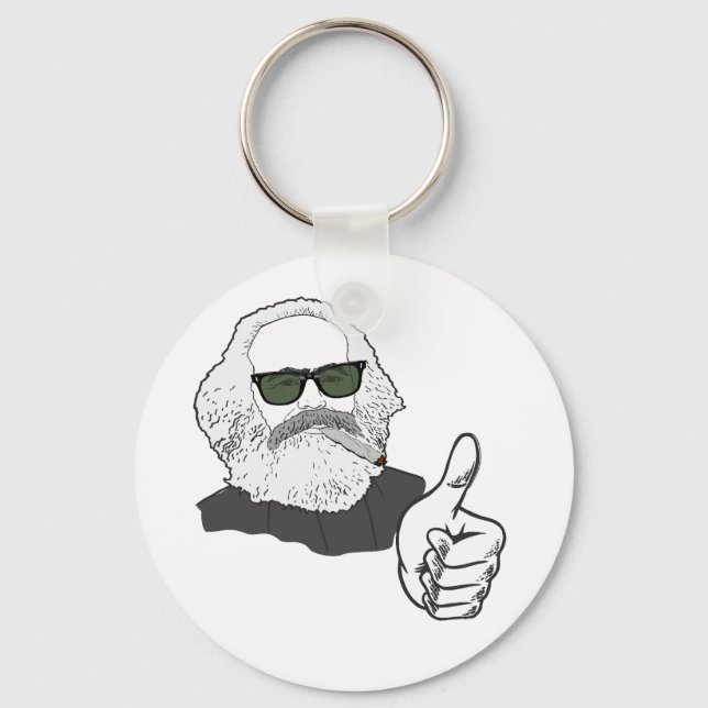 Rauchender Karl Marx mit Sonnenbrille Keychain (Front)