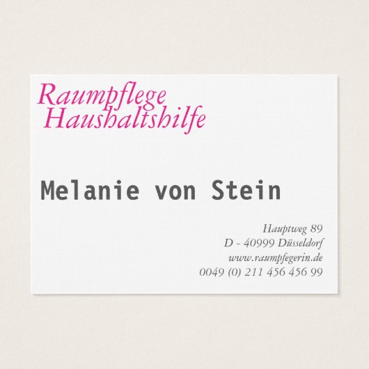 Raumpflege Visitenkarten (Back)