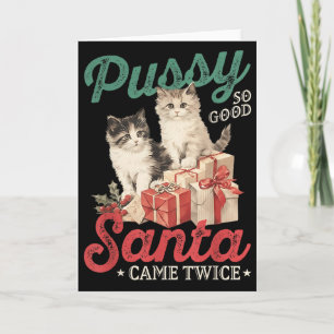 Raunchy Christmas Cat Graphic Funny Gag Prank Humo Card