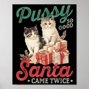 Raunchy Christmas Cat Graphic Funny Gag Prank Humo Poster