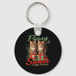Raunchy Christmas Cat Naughty Funny Gag Prank Humo Keychain