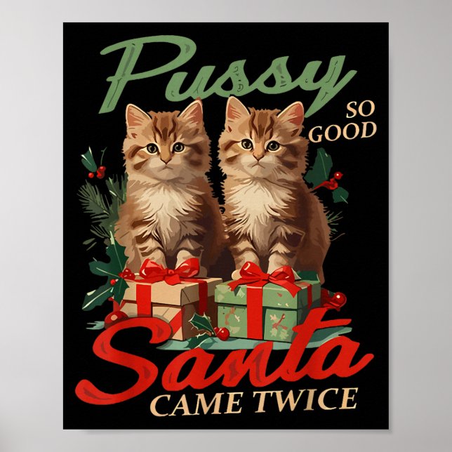 Raunchy Christmas Cat Naughty Funny Gag Prank Humo Poster (Front)