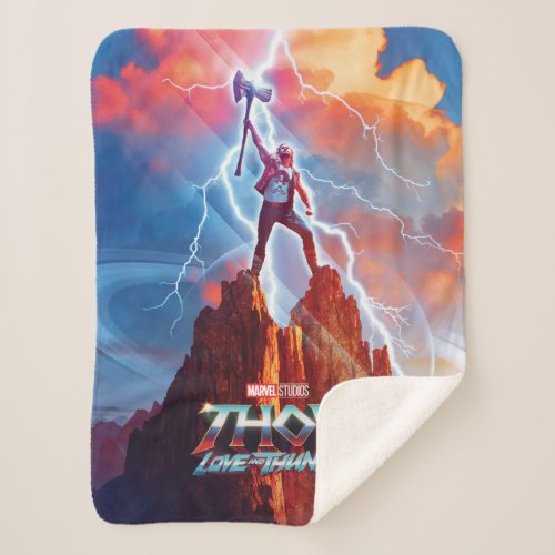 Ravager Thor On Mountain Top With Stormbreaker Sherpa Blanket