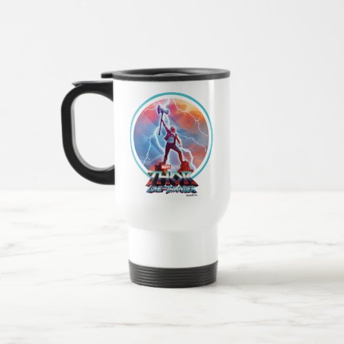 Ravager Thor On Mountain Top With Stormbreaker Travel Mug