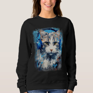 Rave EDM Ragamuffin Cat Headphone Sweatshirt