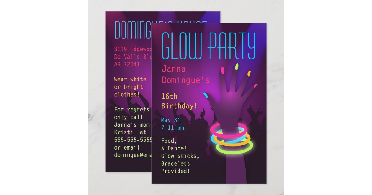 Rave Glow in the Dark Party Invitations Zazzle