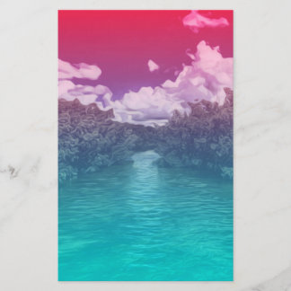 Rave Lovers Key Trippy Pink Blue Ocean Stationery