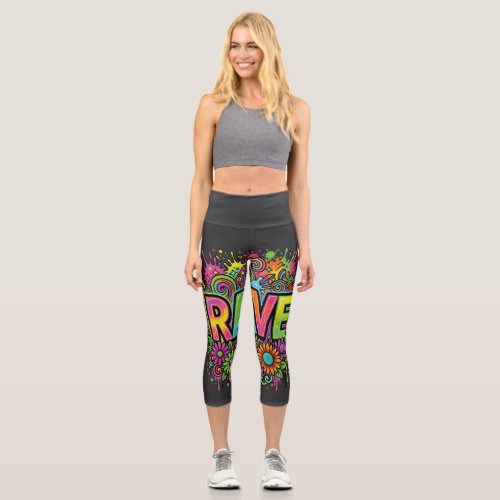 RAVE Neon Flowers Capri Leggings