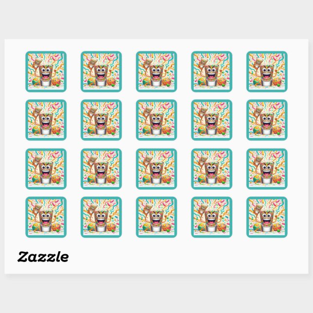 Rave Party Shot Glass – vibrant Fun  Square Sticker (Sheet)