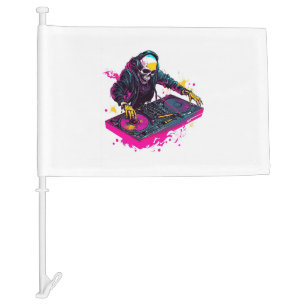 Rave Skull � EDM Party Skeleton DJ Car Flag