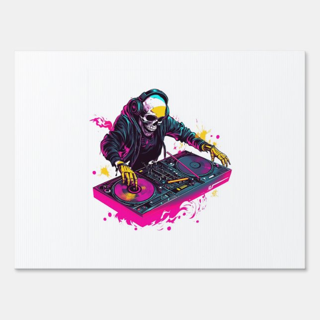 Rave Skull � EDM Party Skeleton DJ Sign (Front)