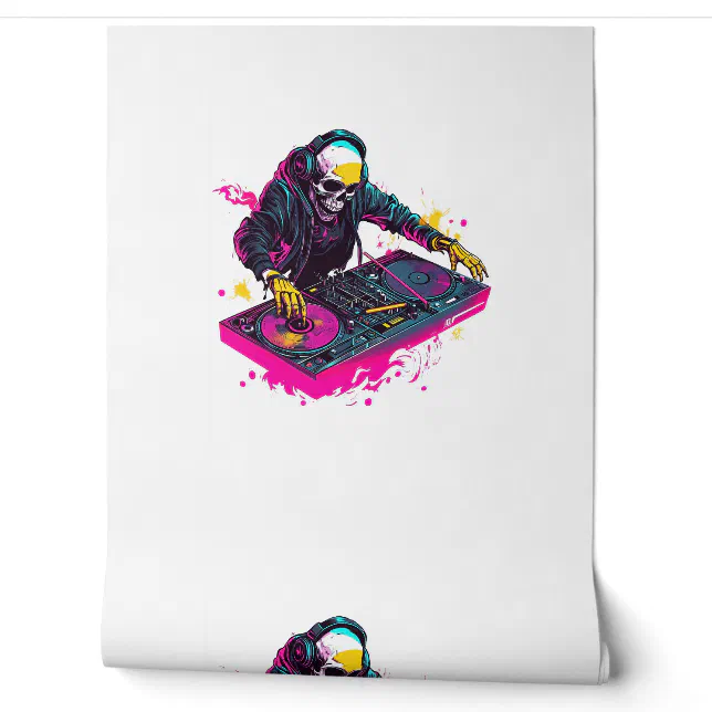 Skeleton Rave Cd Rave Skull – EDM Party Skeleton DJ Wallpaper | Zazzle