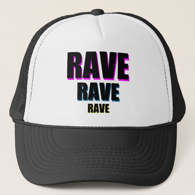 Rave x 3 trucker hat (Front)