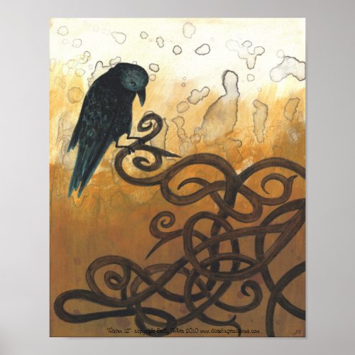 Raven 12 Celtic knots nature painting poster