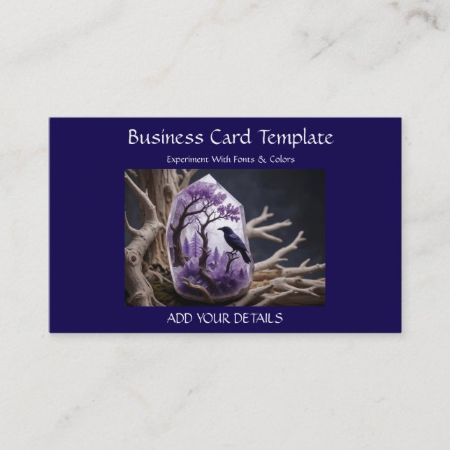 Raven Amethyst Healing Crystal Business Card (Front)