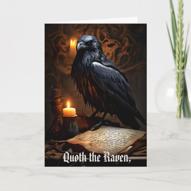 Raven & Ancient Parchment Gothic Humorous Birthday Card (Front)
