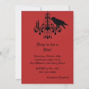 Raven and Damask Halloween Invitation
