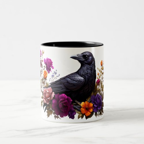 Raven and Flowers Mug