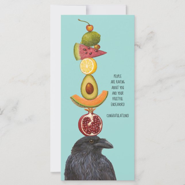 Raven and fruit congratulations flat card (Front)