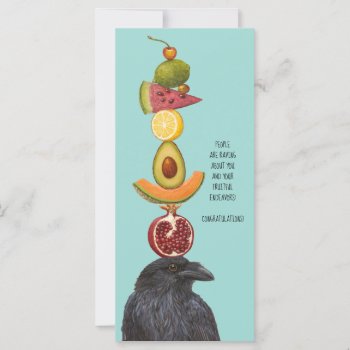 Raven And Fruit Congratulations Flat Card by vickisawyer at Zazzle