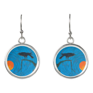 Raven and Full Moon Earrings