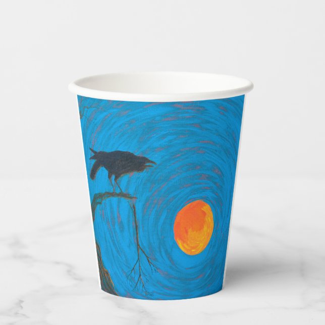 Raven and Full Moon Paper Cups (Front)