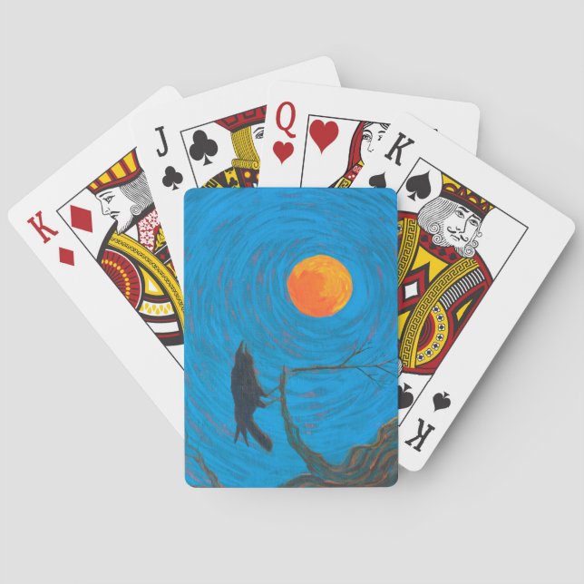 Raven and Full Moon Poker Cards (Back)