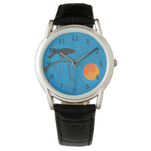 Raven and Full Moon Wrist Watch