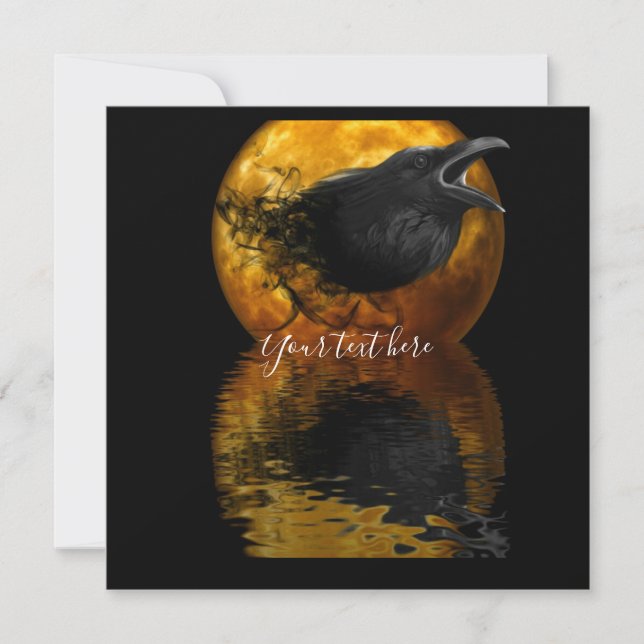 Raven and Golden Moon Invitation (Front)