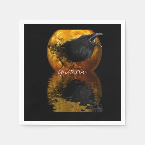 Raven and Golden Moon Napkins