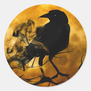 Raven and harvest moon fall classic round sticker