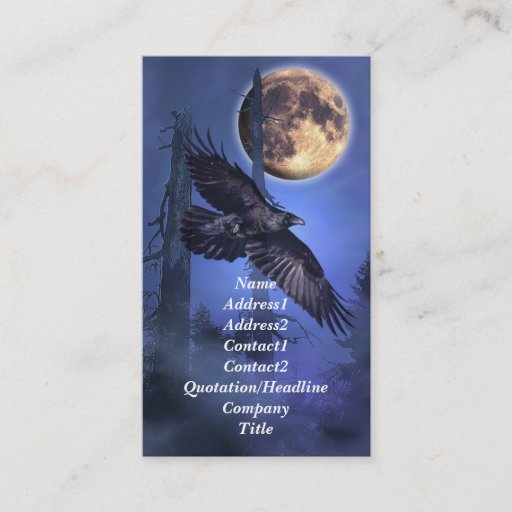 Customizable Raven and Moon Business Card